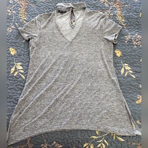 AB Studio Heather Gray Short Sleeve Top, Medium